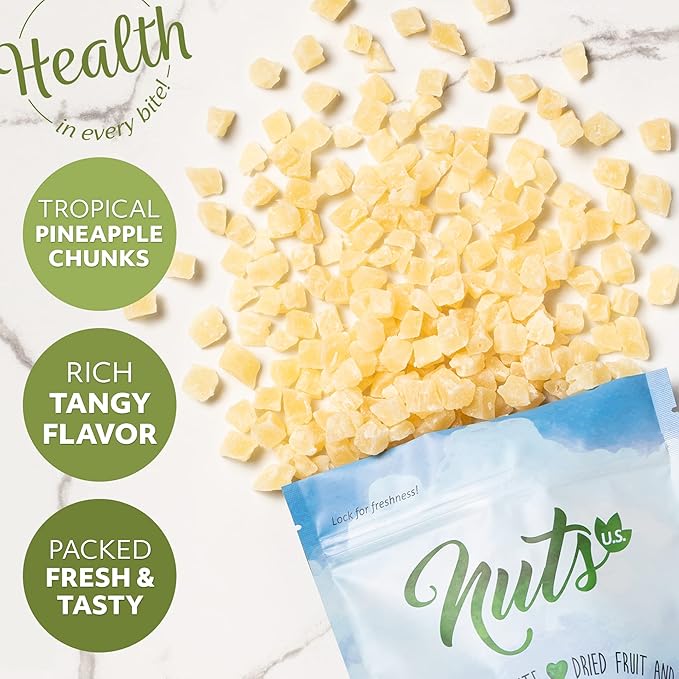 NUTS U.S. – Dried Pineapple Dices | No Added Colors and No Artificial Flavors | NON- GMO | Packed
