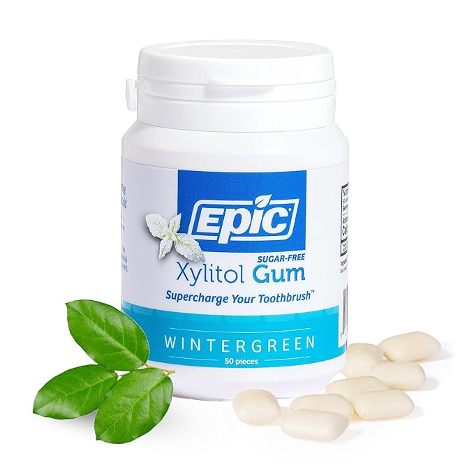 Epic 100% Xylitol Wintergreen Chewing Gum - Sugar Free, Aspartame Free Dental Gum - Supports Oral