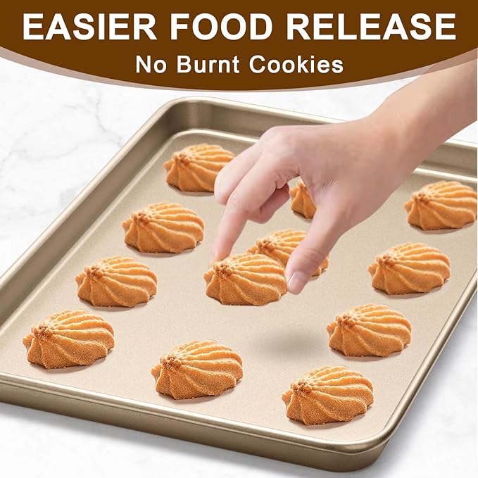 Baking Sheet Pan Set of 2, Wildone Commercial Cookie Sheets for Baking, Nonstick Carbon Steel Oven