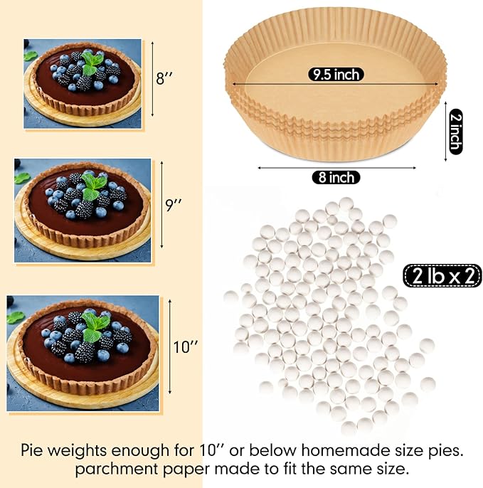 2 Pack White 2 lb Pie Weights for Baking Crust Ceramic Weights Blind Baking Beads with 50 Pcs