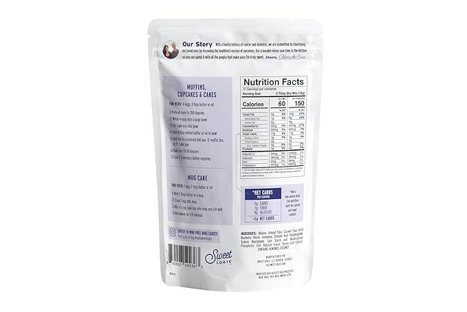 Sweet Logic Keto Baking Mix - Blueberry Muffin - Gluten-Free - Dairy Free - Diabetic-Friendly