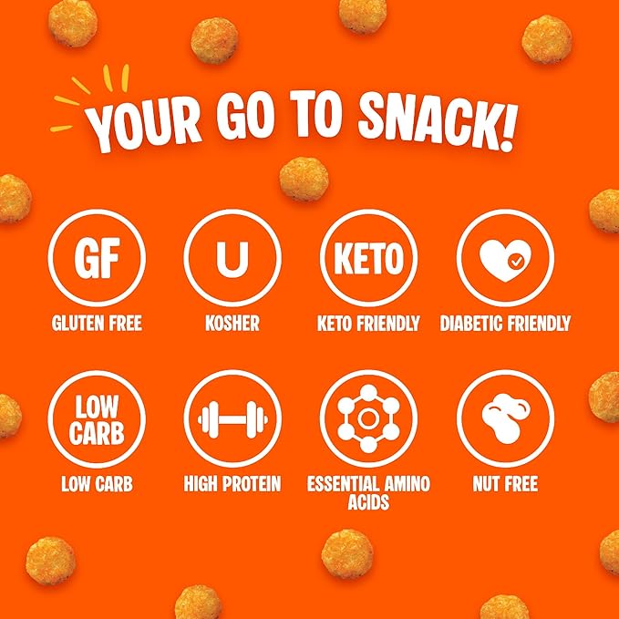 Twin Peaks Low Carb, Keto Friendly Protein Puffs, (Nacho Cheese), 2 Servings, 3 Pack (60g, 42g