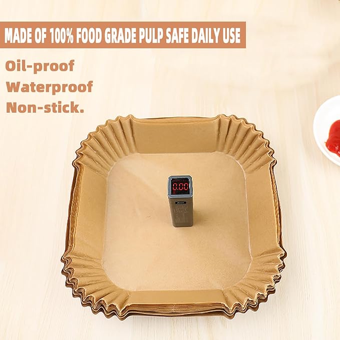 200PCS Air Fryer Liners Disposable,Victoyaw 9 Inch Square Air Fryer Parchment Paper Liners for