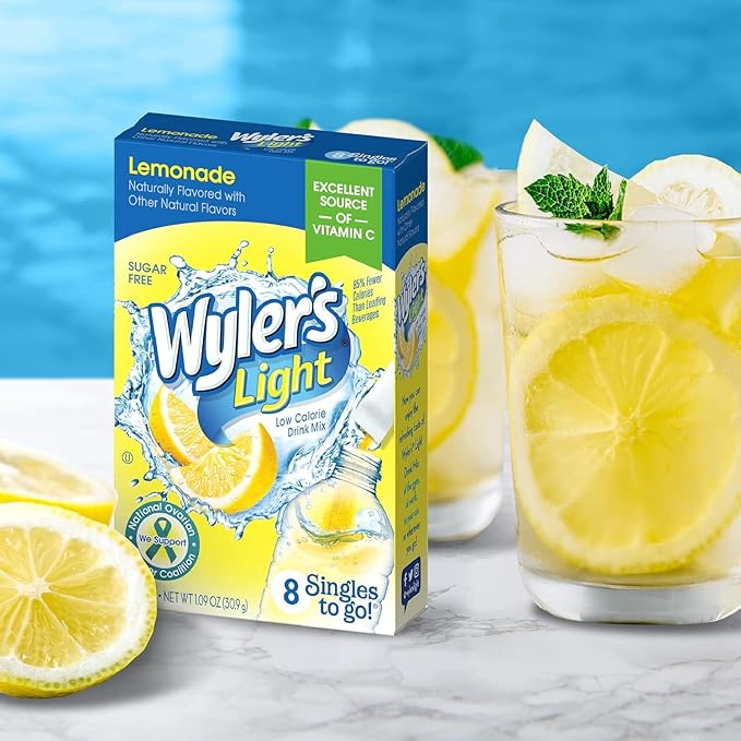 Wyler's Light Singles To Go Powder Packets, Water Drink Mix, Lemonade, 12 Boxes, 8 Servings per