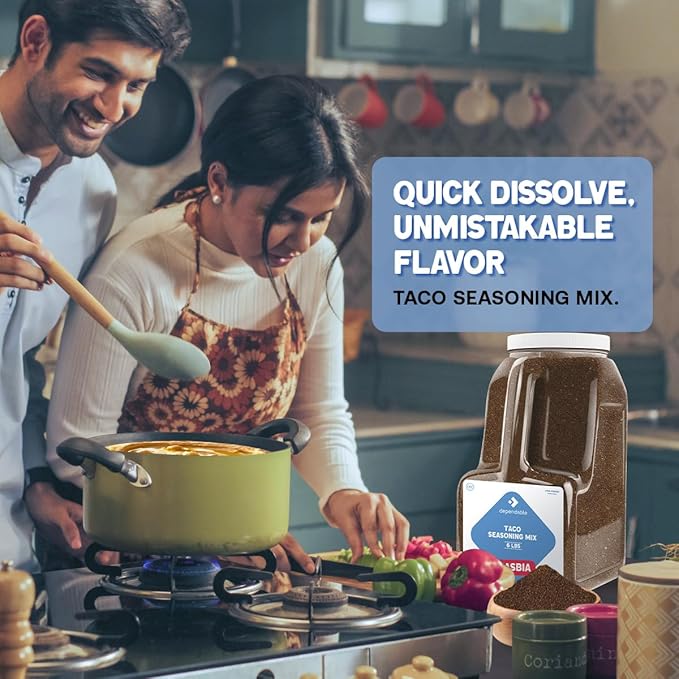 Dependable Food Taco Seasoning - 6 Lb. Resealable Jug - Non-GMO, Allergen-Free, Kosher ??Authentic