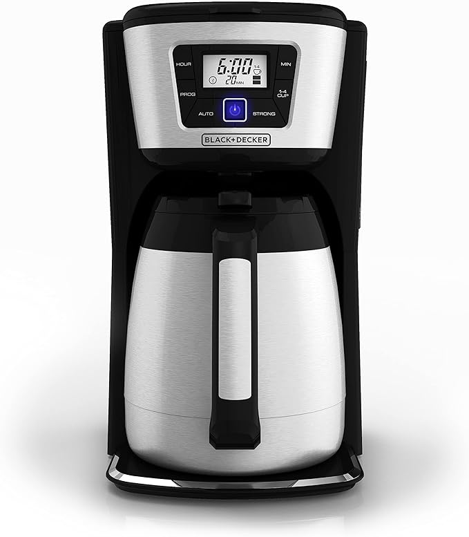 BLACK+DECKER 12-Cup Thermal Coffee Maker, Keep Coffee Hot with Insulated Stainless Steel Carafe