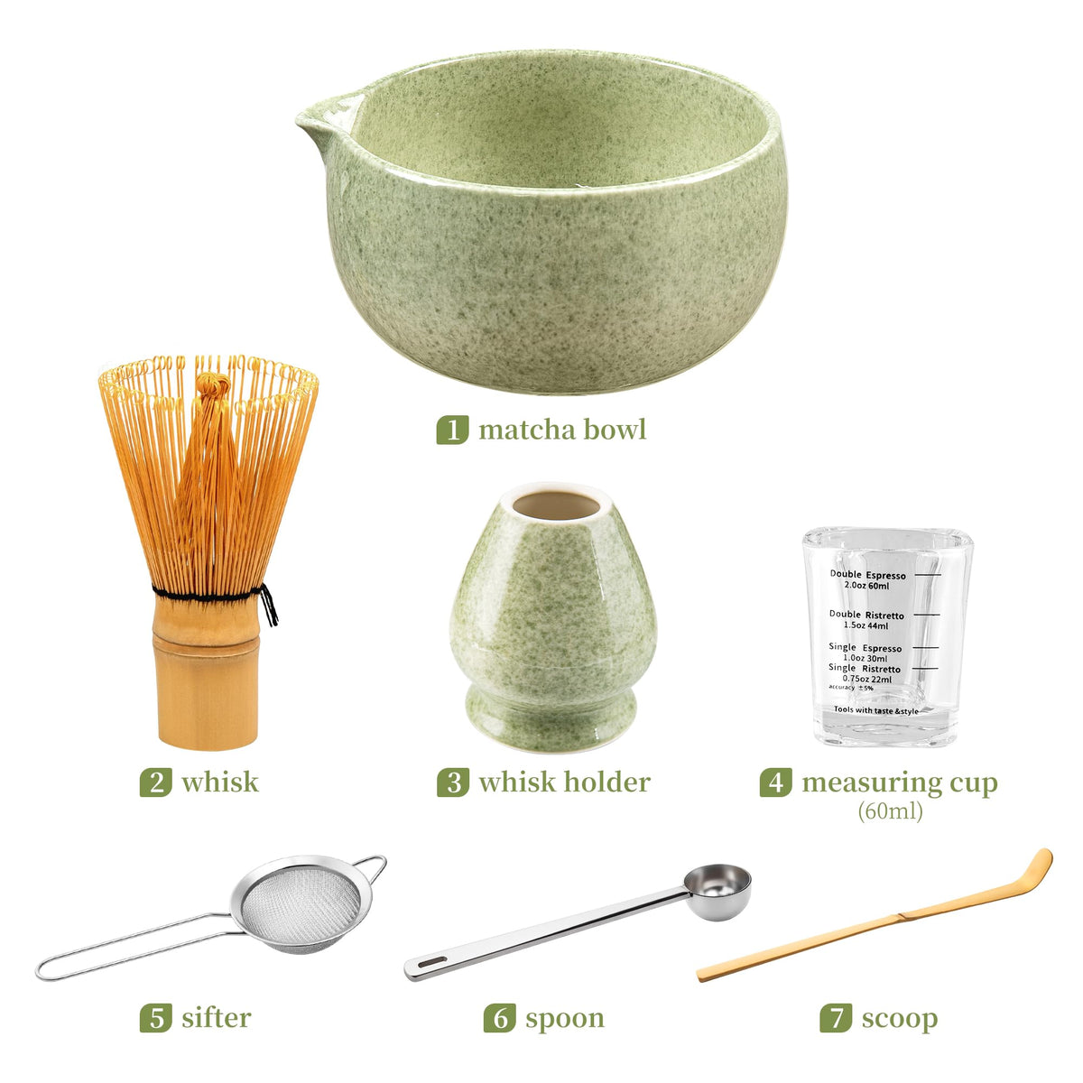YIBO Matcha Whisk Set With Bowl, Ceramic Matcha Making Kit Includes Bamboo Whisk (Chasen), Holder