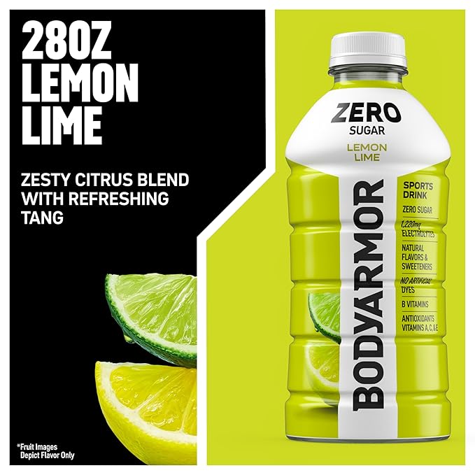 BODYARMOR ZERO Sugar Lemon Lime, Sugar Free Sports Drink - Low-Calorie Hydration - Natural Flavors