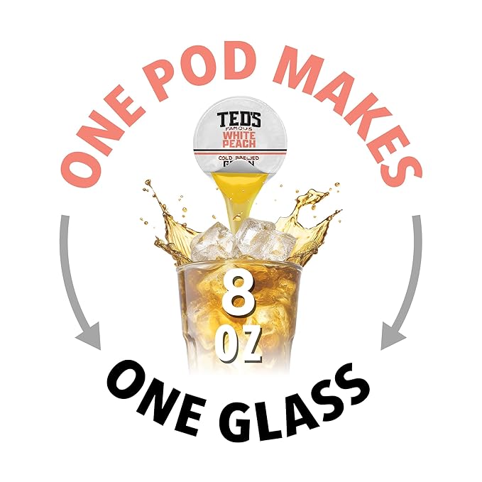 Ted's Tea by Java House - Single Serve Liquid Concentrate Pods - Peel and Pour - White Peach Green