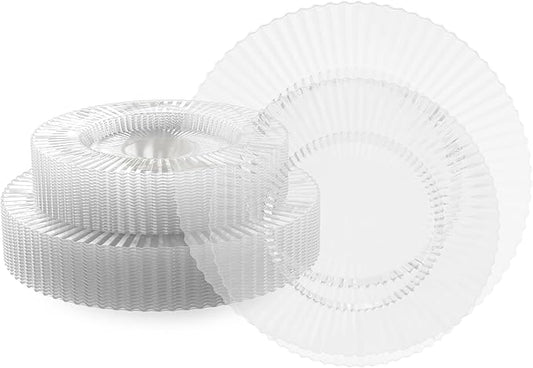 Exquisite 40 Piece Plastic Disposable Plates Set For 20 Guests I 20 X 9 Inch & 20 X 11 Inch