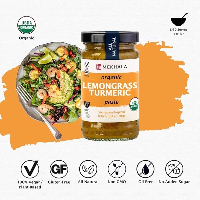 Mekhala Organic Lemongrass Turmeric Asian Cooking Paste. VEGAN. GLUTEN-FREE. NO ADDED SUGAR.