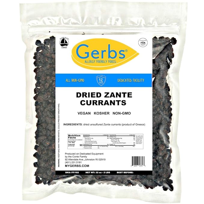 Gerbs Dried Zante Currants 2 lbs. | Unsulfured, No Additives, Resealable Bag | Naturally Bold &