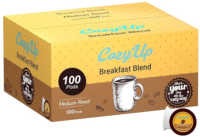 Cozy Up | 100-Count | Medium Roast Breakfast Blend Single-Serve Coffee Pods Compatible with Keurig