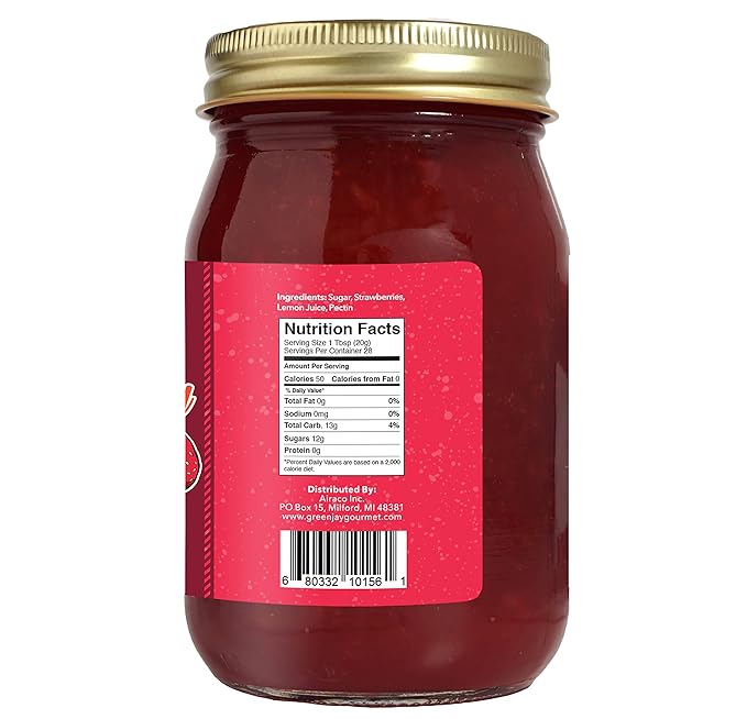 Green Jay Gourmet Classic Jam Collection - Cherry, Blackberry, & Strawberry Jam - All-Natural Fruit