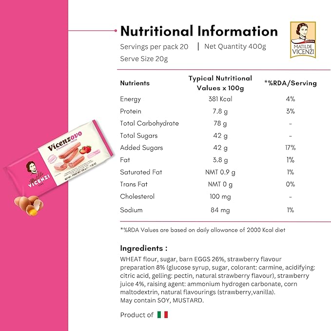 Matilde Vicenzi Vicenzovo Pink Ladyfingers 14.10oz - Italian Strawberry Biscuits, Ladyfingers