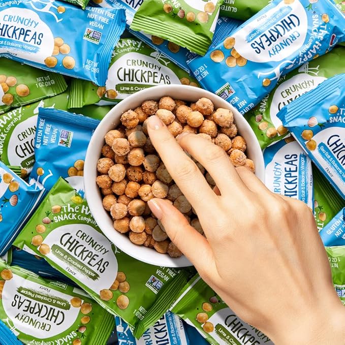 The Happy Snack Company Crunchy Chickpeas Variety Pack 24 x 1 oz ( Sea Salt & Balsamic Vinegar