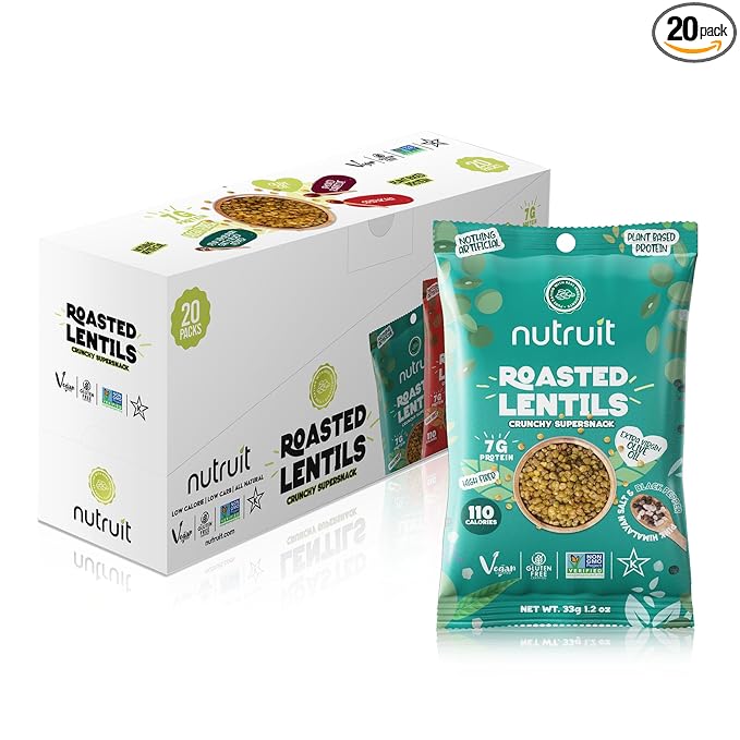 Nutruit Roasted Lentil Snack - Himalayan Salt & Black Pepper Healthy - Vegan, Gluten Free, Non-GMO
