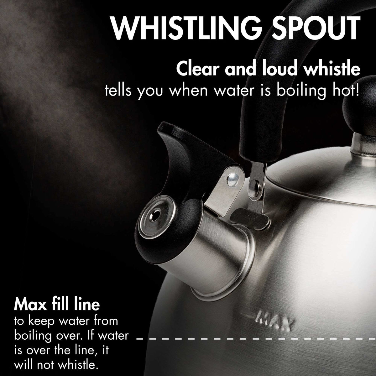 Primula Stewart Whistling Tea Kettle for Stovetop, Stainless Steel Stove Top Kettle with Fast Boil