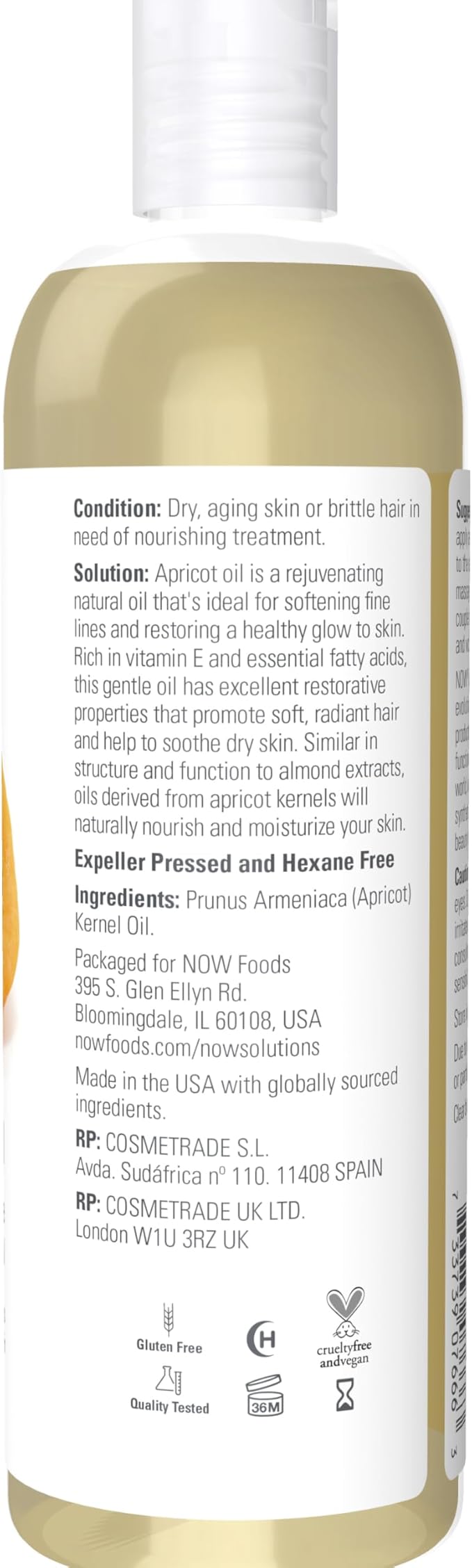 NOW Foods Solutions, Apricot Kernel Oil, Hair Moisturizer, Rejuvenating Skin Oil, Softens Fine