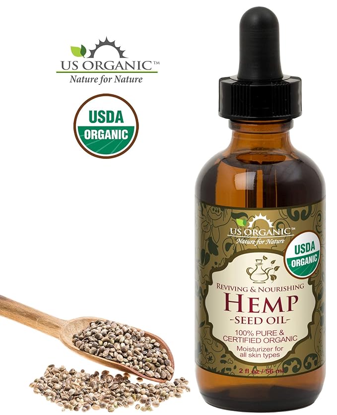 US Organic Hemp Seed Oil, Certified Organic, Pure & Natural, Cold Pressed Virgin, Unrefined, Amber