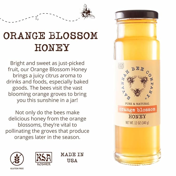 Savannah Bee Company Honey - Pure, Natural, Organic Raw Honey (12.00 Ounce (Pack of 1), Orange