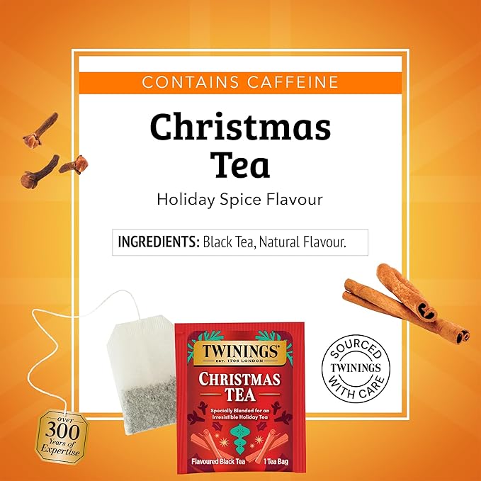 Twinings Christmas Black Tea Individually Wrapped Bags, 20 Count (Pack of 1), Aromatic Cinnamon &