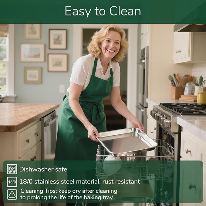18/0 Stainless Steel Baking Sheet with Cooling Rack, 12.4 Inch Oven-Safe Non-Toxic Cookie Sheets