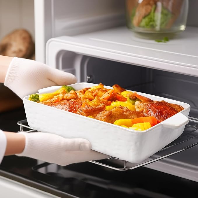 Casserole Dishes for Oven, Ceramic Baking Dishes, Lasagna Pan with Handles, Porcelain Baking Pan