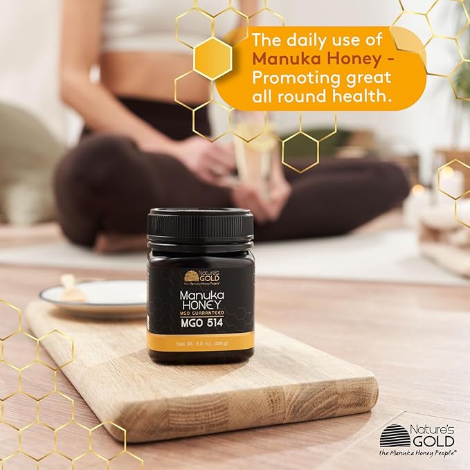 Nature’s Gold Raw Manuka Honey, Certified MGO 514+ | Authentic MGO, Australian Honey, Non-GMO, 100%