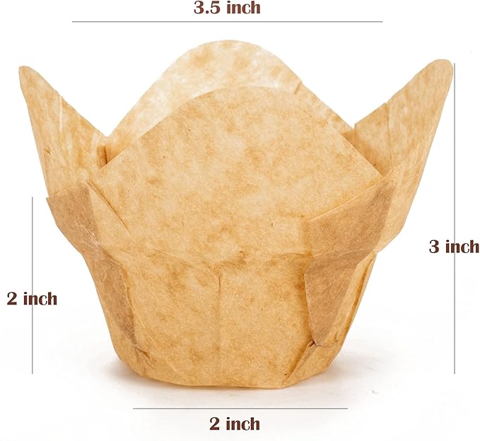 GOLDEN APPLE, 100 Pcs Tulip Cupcake Liner Lotus Parchment Baking Cup Muffin Tins Cups for Weddings