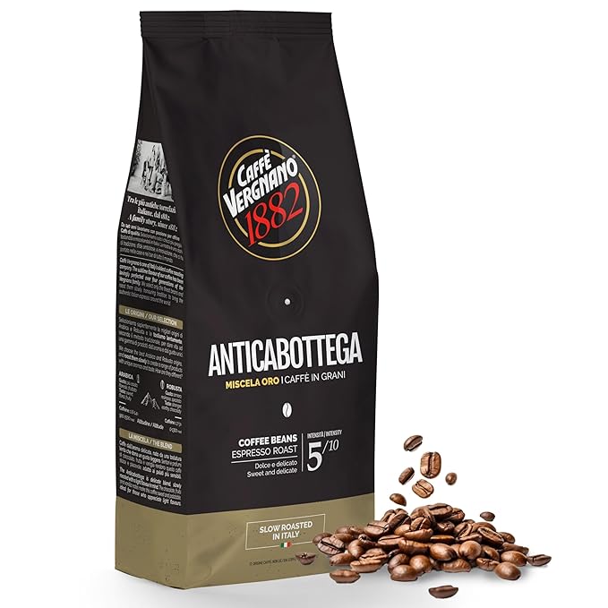 Caffe Vergnano 1882 Antica Bottega Whole Bean Arabica Medium Roast Espresso, 1.1 lbs Bag - Italian