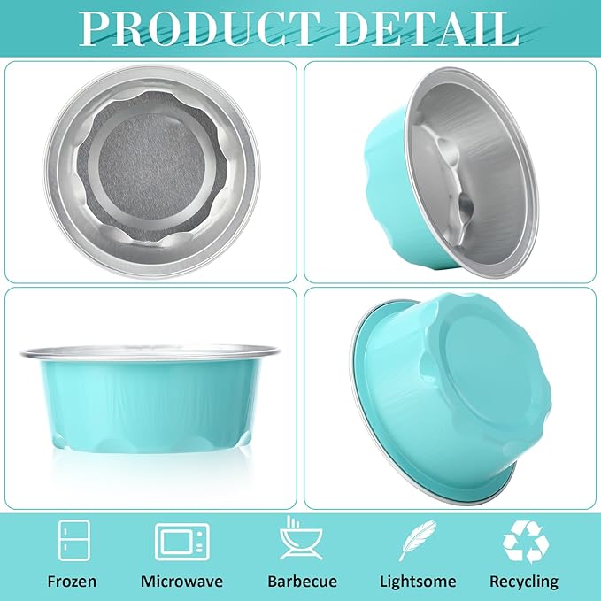 Eaasty 150 Pcs Baking Cups with Lids, 1.6 oz Muffin Cupcake Liners Aluminum Foil Mini Cake Pans