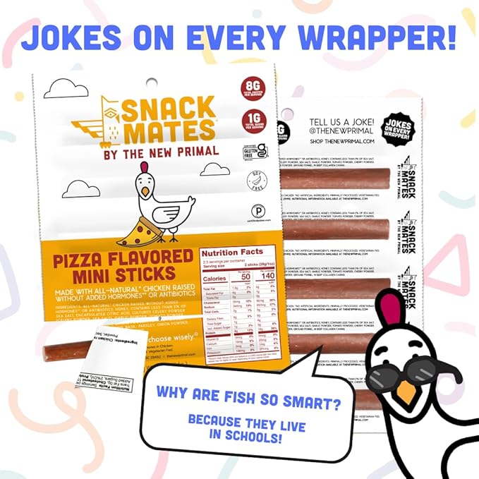 Snack Mates by New Primal Sampler Three Flavor Pack, Mini Chicken Sticks, High Protein and Low