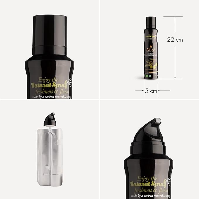 Cooking Oil by Atlas, Extra Virgin Olive Oil Spray, Dual Function Spray and Stream, 5.4 fl oz, Non