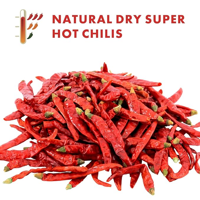 Yimi Dried Chili Peppers Chiles,10.7oz, Premium Whole Dry Red Chilis, Spicy Hot Heat, Great For