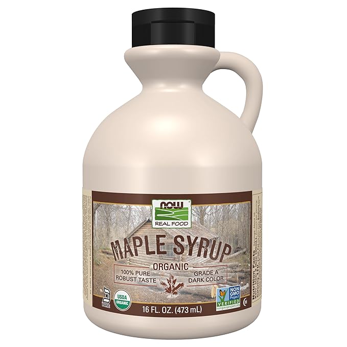NOW Foods, Certified Organic Maple Syrup, Grade A Dark Color, Certified Non-GMO, Pure, Robust
