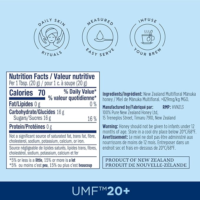 Manuka Honey New Zealand 100% Pure UMF 20+ MGO 826+ Squeezy Honey Raw & Unfiltered Certified Award