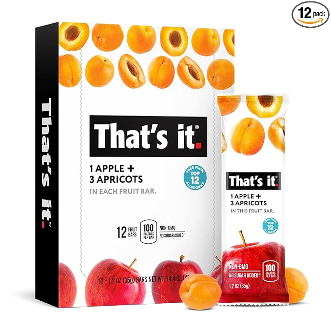 That's it. Apple + Apricot 100% Natural Real Fruit Bar, Best High Fiber Vegan, Gluten Free Healthy