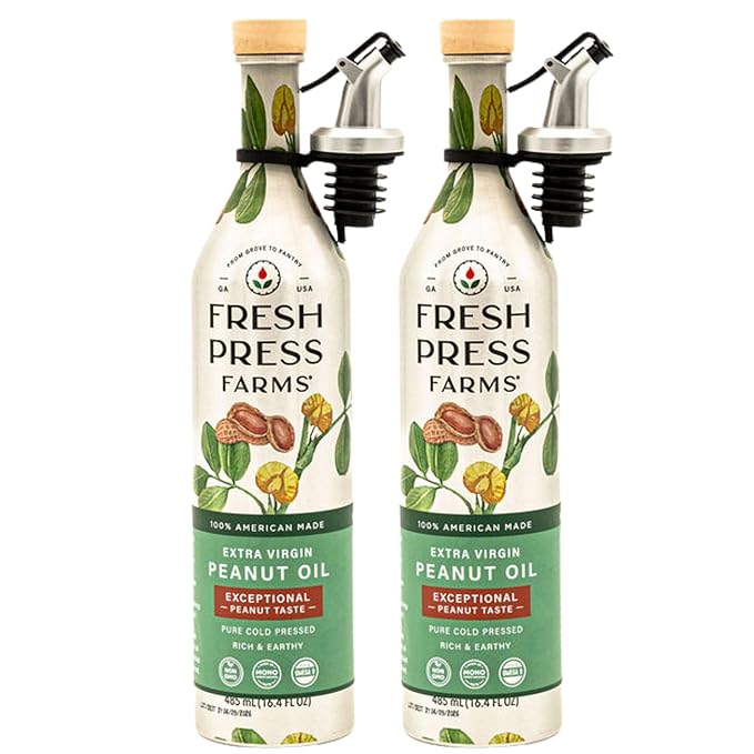 Fresh Press Farms Cold Pressed Extra Virgin Peanut Oil with Fresh Peanut Taste, 16.4 Fl Oz (Pack of
