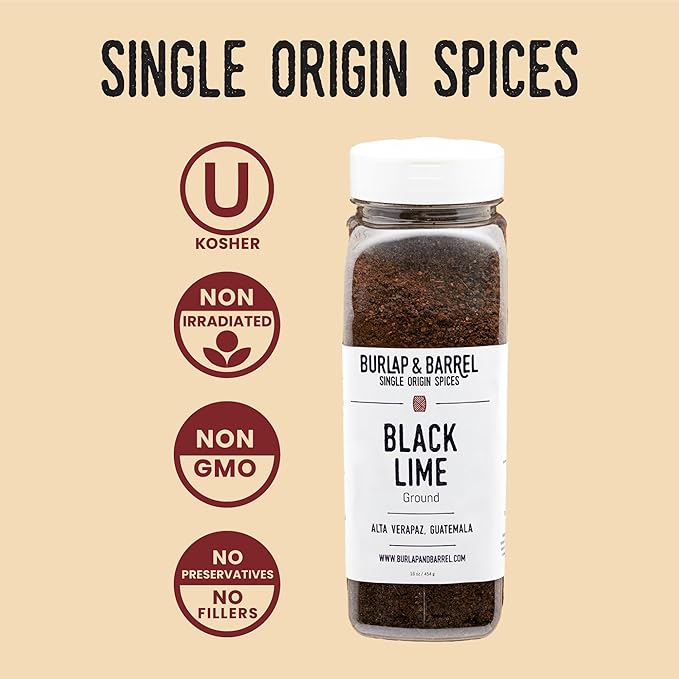 Burlap & Barrel Ground Black Lime - Tart & Savory for Roasted Meats, Veggies, Stews, Kebabs