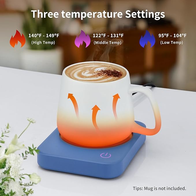 VOBAGA Coffee Mug Warmer, 4 Hours Auto Shut Off Cup Warmer for Office Home Desk with 3 Temperature