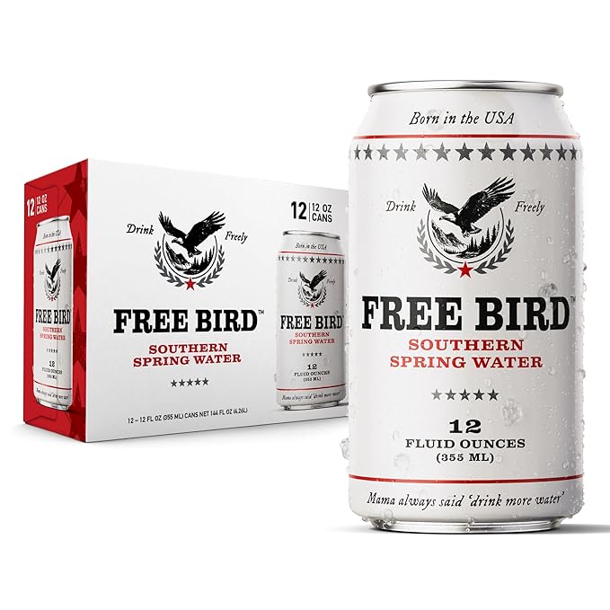 Free Bird Southern Still Spring Water - 12 Pack, 12oz Cans, Zero Calories, Crisp & Clean Pure