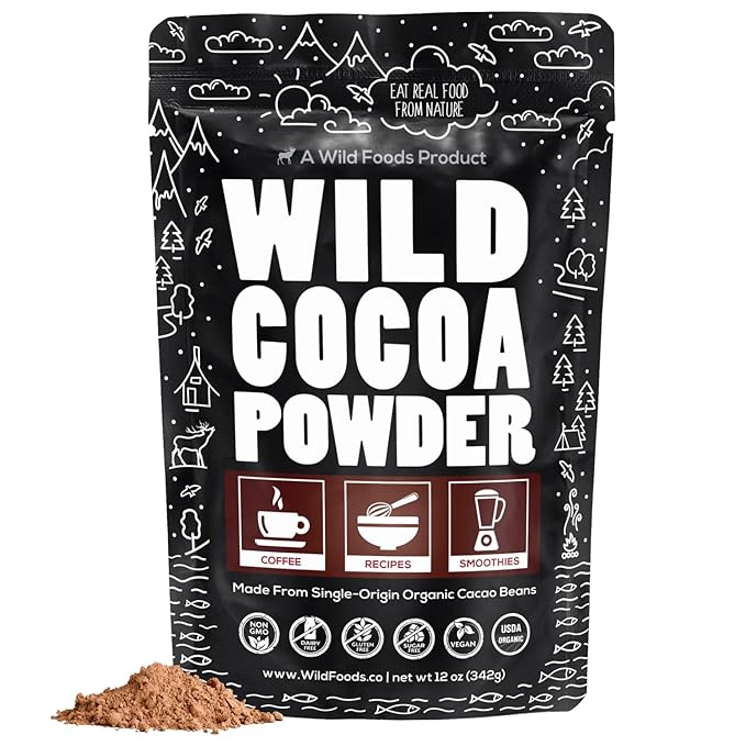 Wild Foods Organic Cocoa Powder | Single Origin Unsweetened Keto Chocolate Powder for Cooking &