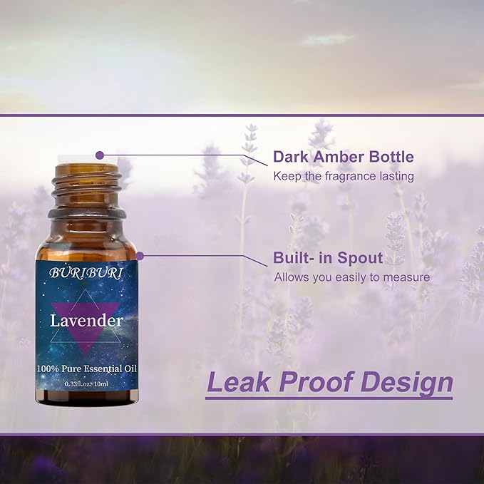 BURIBURI Lavender Essential Oil for Diffuser, Skin, Soap & Candle Making, 100% Pure Undiluted