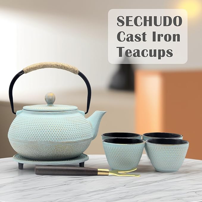 Japanese Cast Iron Tea Cups, Small and Heavy Teacups with no Handles, Japanese Style Cups for
