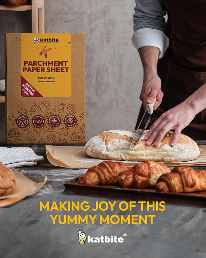 Katbite 300 Sheets 12x16 In Parchment Paper, Heavy Duty Baking Paper, Unbleached Non-stick Sheets