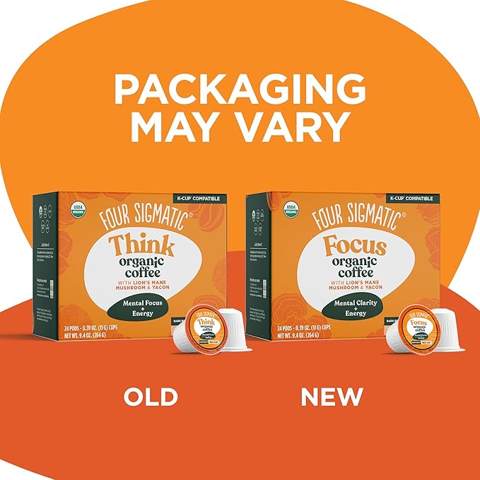 Four Sigmatic Mushroom Coffee K-Cups | Organic Dark Roast Coffee with Lion’s Mane Mushroom Powder &