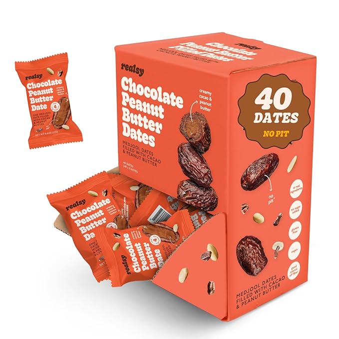 Realsy Filled Medjool Dates, Organic Dates with No Sugar Added, Gluten-Free, Vegan, All Natural