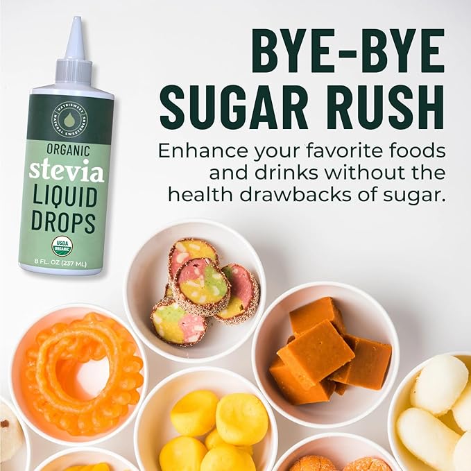 Organic Stevia Liquid Drops, 8 fl oz, Liquid Stevia Sweetener from Stevia Extracts, Zero Calorie