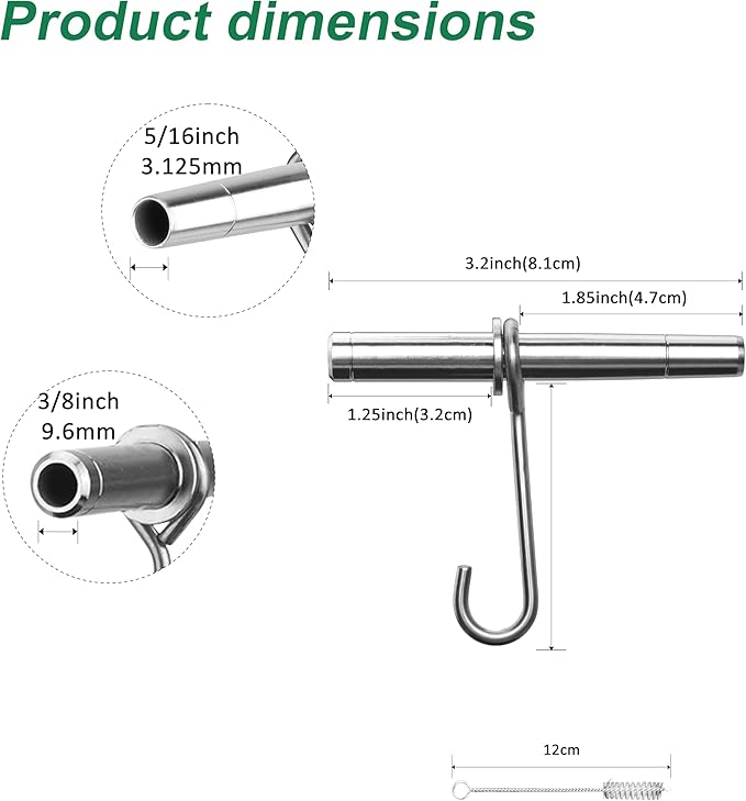 Stainless Steel Maple Syrup Taps Kit, Spiles for Tapping Trees, 3 Spiles and Hooks With 1 Spile